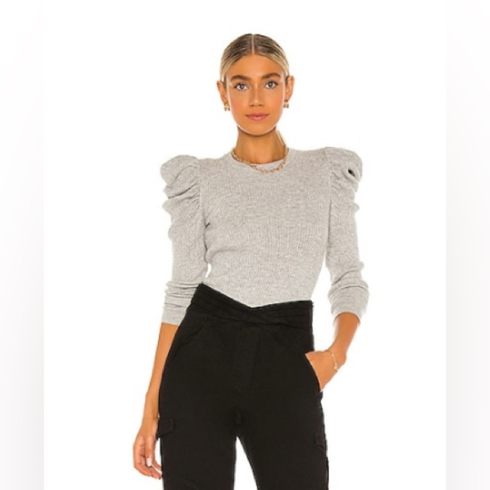 Revolve: 7 For All Mankind Puff Shoulder Crewneck Sweater, Size S